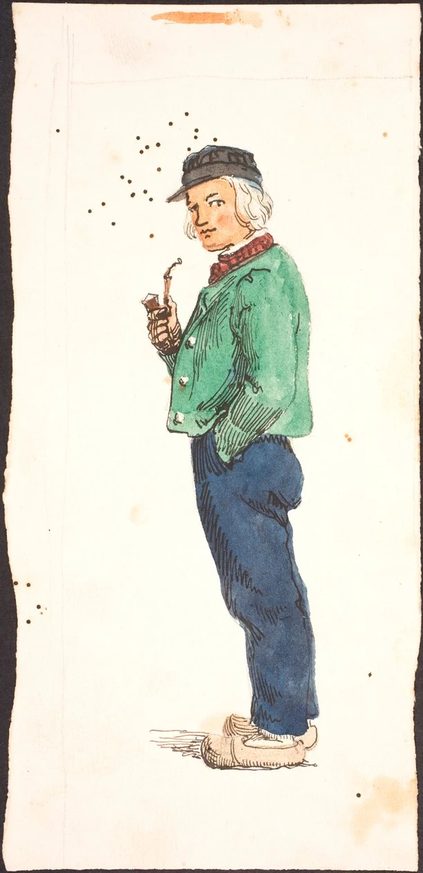 Uomo che fuma la pipa con zoccoli - Statens Museum for Kunst
